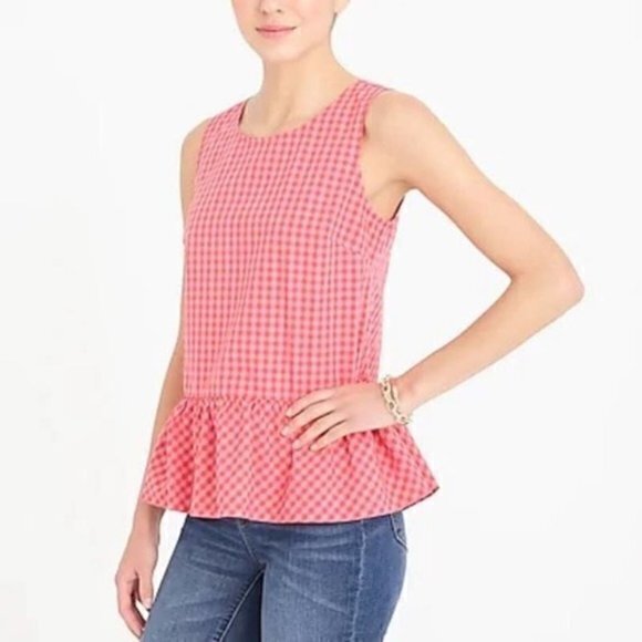 J. Crew Tops - J.Crew Sleeveless Ruffle Gingham Top